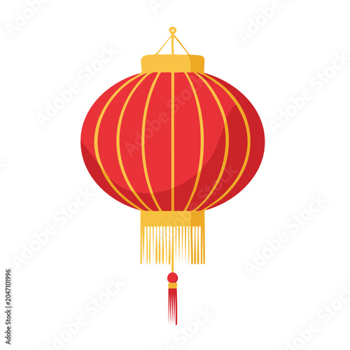 Red Chinese Lantern with Yellow Accents