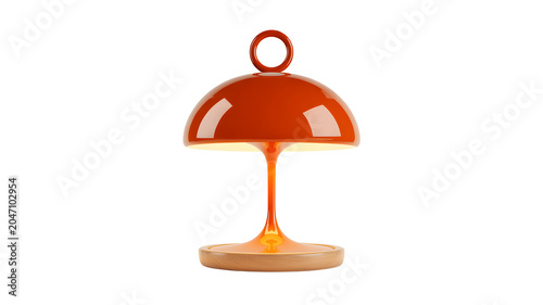 Minimalist 3D Rendered Red Table Lamp on White Background with Soft Glow