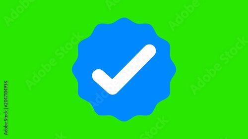 Check mark animation with pop up flat and modern style on green background. Full HD. 4K