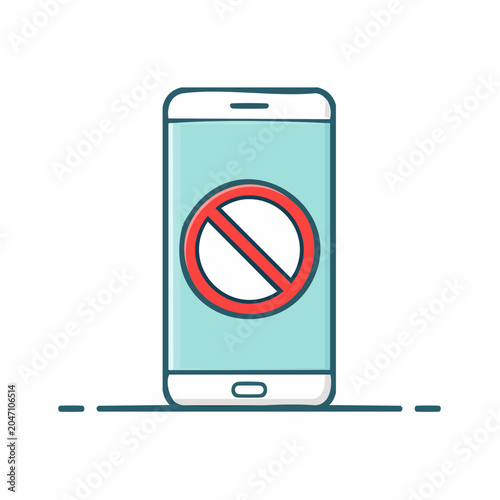 Smartphone with a prohibition sign