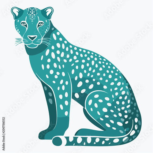 Stylized Teal Cheetah with White Spots