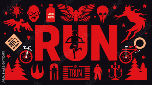 Fotografie A vintage poster for a thrilling underground running event