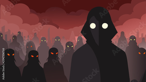 Εκτύπωση καμβά A group of shadowy figures standing in a dark and eerie landscape