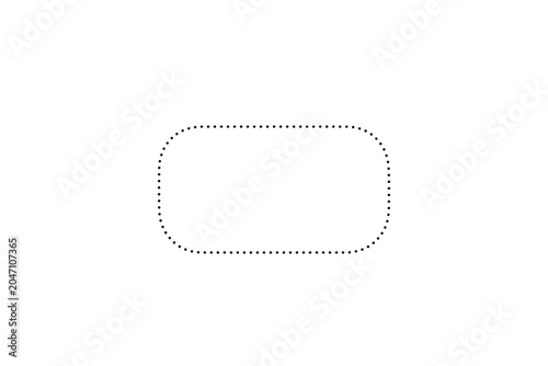 Small Black Dotted Rounded Rectangle Border Frame, Minimal Dashed Outline Box Template on White Background