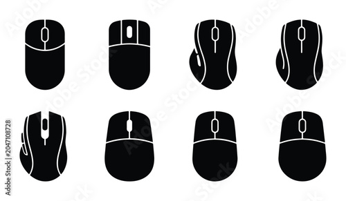 Photos Computer Mouse Icons Set, Digital Input Devices Collection, Modern Technology Pe