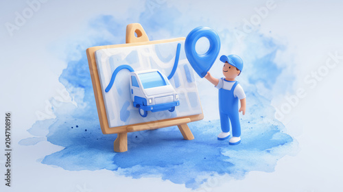 Delivery tracking app with van and map