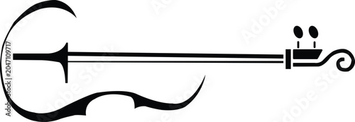Photos Black abstract violin silhouette with scroll and tuning pegs music instrument