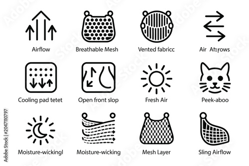 Bild auf Leinwand Pet Sling Vector Illustration with Breathable Fabric Airflow Design Open Ear Com