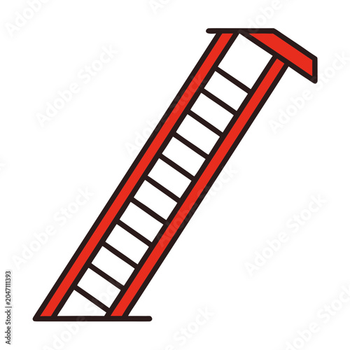 Obraz na płótnie Red Emergency Fire Escape Ladder Illustration in Flat Design Style