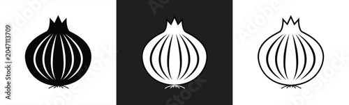 Fotografía Bulb onion or common onion vegetable line art vector icon for food apps and webs