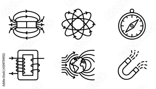 Konstfotografi Magnetic Field Icons, Physics Science Symbols, Earth Magnetism, Electromagnetism