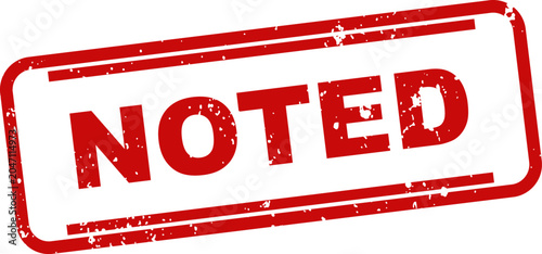 Cuadro en lienzo Red rubber stamp with the word 'noted' isolated on white background business com