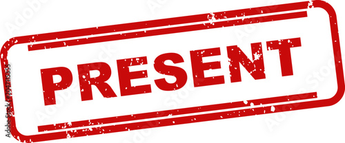 Photos Red rubber stamp with the word 'present' isolated on white background for versat