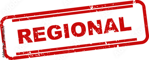 Tableau sur toile Red rubber stamp with the word regional isolated on a white background for busin