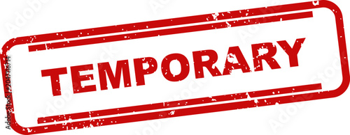 Quadro su tela Red rubber stamp label with the word temporary isolated on white background busi