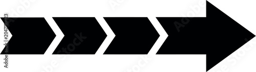 Black Segmented Right Arrow Icon, Forward Direction Pointer Vector Illustration