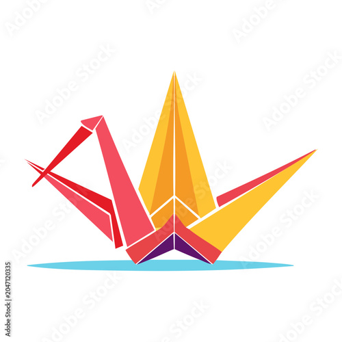 Colorful Origami Crane Illustration