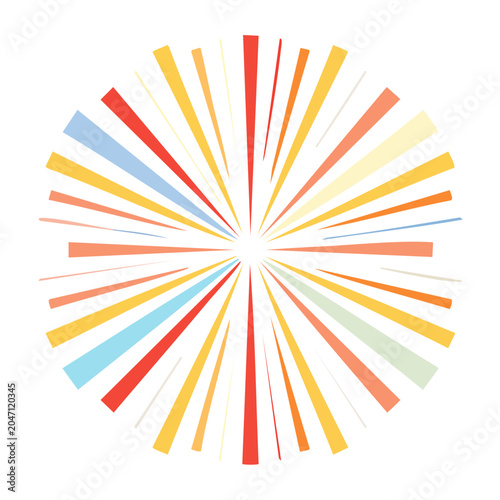 Colorful radial burst graphic on white background