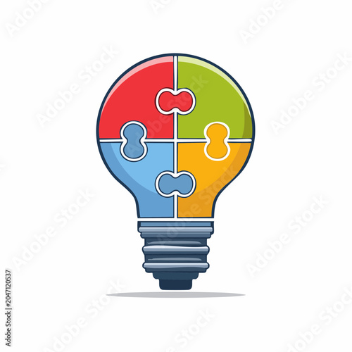 Light bulb made of colorful puzzle pieces, symbolizing ideas