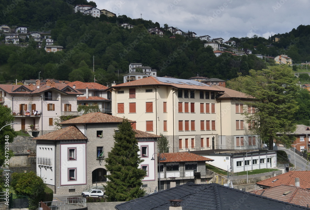 Fototapeta premium Berbenno zoom in Imagna valley, Bergamo, Italy