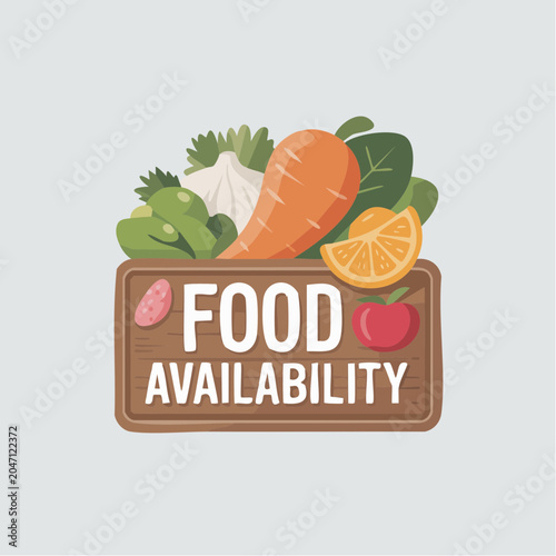Food Availability colorful illustration with fresh vegetables and frui