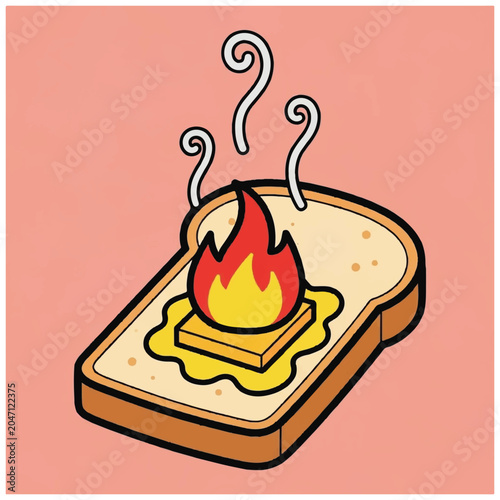 Fotografie Burnt Toast With Melted Butter Blazing.