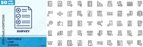 Schilderij op canvas Survey Line Editable Icons set