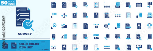 Photos Survey Solid Color Editable Icons set