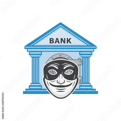 Obraz na płótnie Cartoon thief wearing black ski mask.