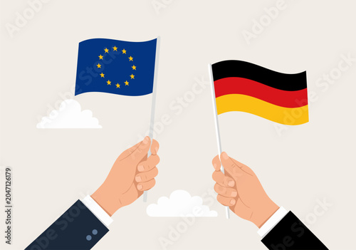 Foto European Union and Germany flags vector illustration of international diplomacy