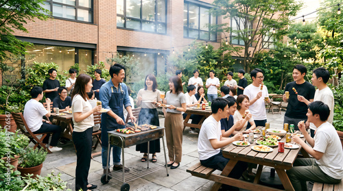 社内BBQを楽しむスタッフたち