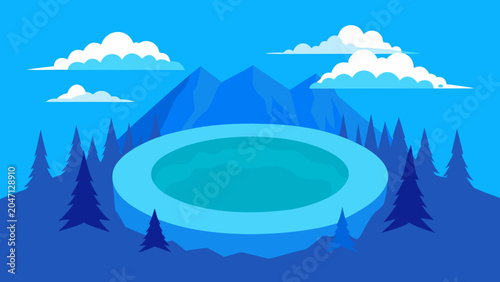 Foto Volcanic Crater Lake Vector Landscape