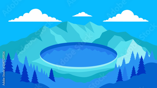 Fotografie Volcanic Crater Lake Vector Landscape