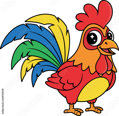 Colorful Cartoon Rooster Illustration