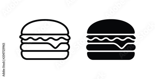 Photos Simple Burger Icons, Fast Food Vector Graphics, Delicious Hamburger Symbols, Out