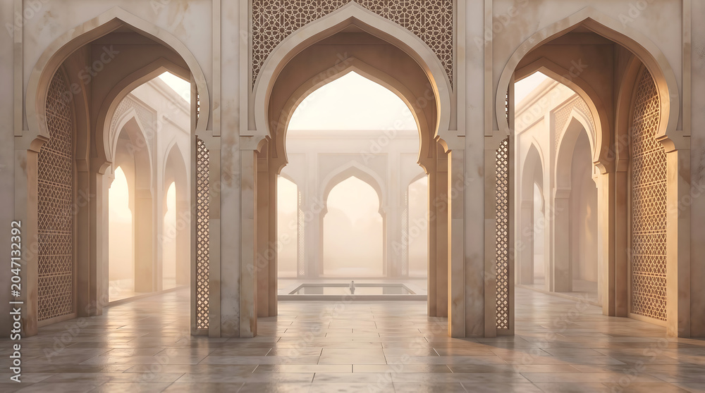 Fototapeta premium Islamic Archway Interior with Ornate Details