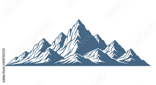 Bilde på lerret Mountain range with snow capped peaks.