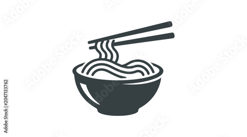 Billede på lærred Noodle dish with chopsticks on bowl.