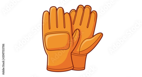 Orange work gloves for protection.