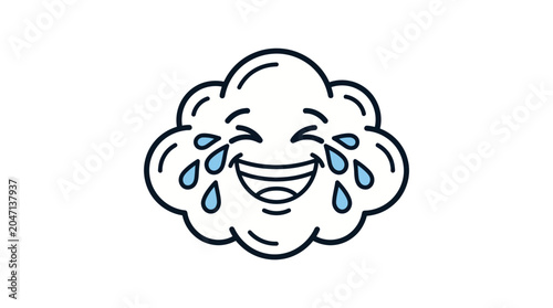 Canvas Print Joyful Cloud Emoji Laughing Tears, Funny Weather Icon, Expressive Face
