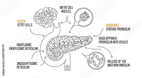 Canvastavla Pancreas cell biology insulin production process.