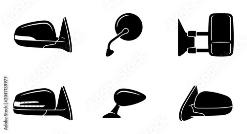 Konstfotografi Automotive Side Mirrors Collection, Vehicle Rearview Mirror Icons, Car Exterior