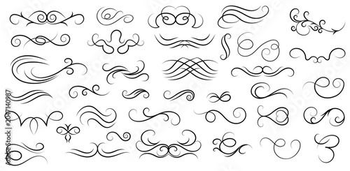 Foto Elegant Decorative Flourish Swirl Ornament Collection Vector Elements