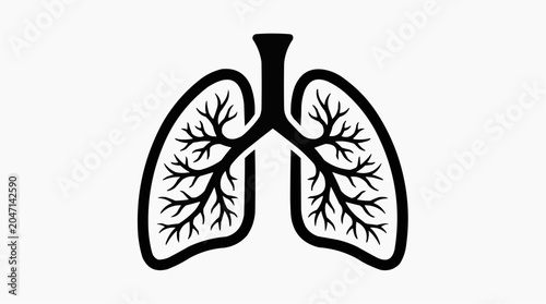 A black and white icon illustrating the human lungs and bronchial tree, representing the respiratory system.