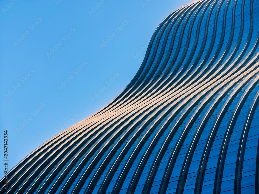 Glass wall curve Architecture details Modern building Exterior 