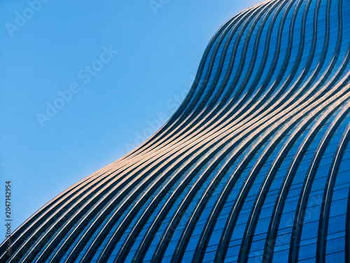 Fotografía Glass wall curve Architecture details Modern building Exterior