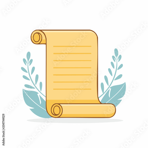 Scroll with Lines and Leaves