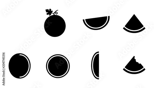 Canvastavla Watermelon Icons, Summer Fruit Vector Graphics, Fresh Food Symbols, Healthy Refr