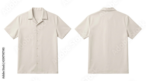 Cream Hawaiian Shirt Mockup Front And Back View Isolated On Transparent Background For Apparel Branding Design