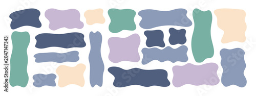 Schilderij op canvas Wavy box shape and organic rectangle frame in pastel green, blue and lilac tones for gentle text backgrounds